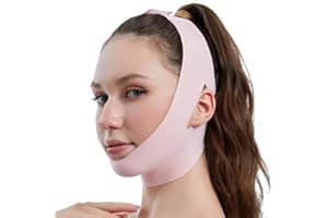 SexxLady Fascia viso lifting,Maschere Riutilizzabili a V,Maschera lifting doppio mento,Vestibilità leggera, elasticizzata, rosa