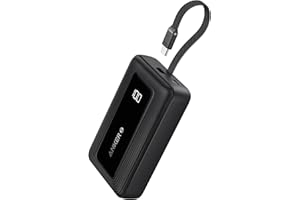 Powerbank Zolo firmy Anker, 20 000 mAh 30 W, szybka przenośna ładowarka z wbudowanym kablem USB-C, 1 USB-C, 1 USB-A, akumulator do iPhone'a 15/15 Pro/15 Pro Max/15 Plus, Galaxy i innych (Czarny)