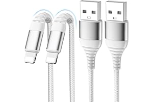 LumFocus iPhone Ladekabel, Lightning Kabel [2Pack 2M+1M] iPhone Schnellladekabel MFi Zertifiziert, Nylon Fast USB Ladekabel für iPhone 14 13 12 11 Pro Max XS Max XR X 8 7 6 6s Plus SE, iPad Air(Weiß)