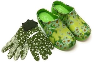 Trachten-Dirndl-More Damen Clogs & Pantoletten mit Gartenhandschuhen Verschiedene Designs Blumen Gemüse Gelb Rot Punkte Uni Blau und Rosa Multi Fuchsia Multi Navy