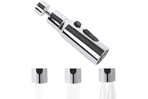 Plliocse Kitchen Spray Head Pull, Spray Adapter, Replacement Tap Aerator Sprayer with 3 Modes, 360° Swivel Tap Extender for Kitchen Sink (Silver)