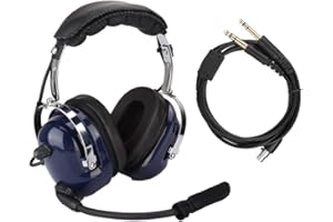 Aiggend Cuffie avioniche, Jack Universale da 3,5 mm con riduzione del Rumore con Cuffia avionica Pilota a Doppia Spina GA