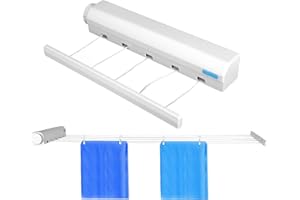 COCOARM Lina do Prania Wewnątrz Na Zewnątrz Wysuwany Sznur Na bieliznę Teleskopowy Wieszak Na Ubrania Montowany Na ścianie Lina Wysuwany Sznur Na bieliznę Suszarka do łazienek (pięć lin)