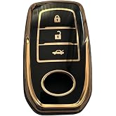 AutoHan Keys Toyota C-HR, Camry, Corolla Cross, Prius, Prado, Rav4, Hilux ile Uyumlu Anahtar Kılıfı, Siyah Gold