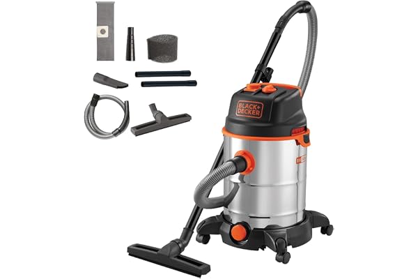 BLACK+DECKER Aspirateur Solides et Liquides BXVC30XTDE avec Prise Outils Électroportatifs (1600 W, 30 litres)