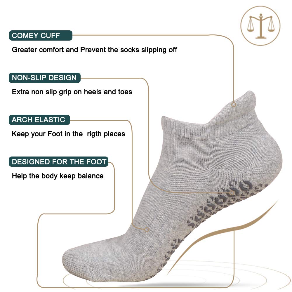 Ridirun Yoga Socken Damen Männer,rutschfest Atmungsaktiv für Yoga Pilates Tanz Fitness Sport Workout-Socken mit Baumwolle,2 Paar,35-42 – Bild 7