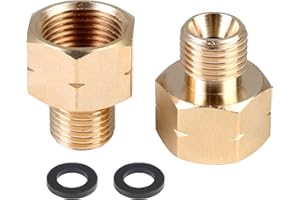ANRBB Adattatore gas GPL, 2 pezzi con filettatura interna da 3/8" e esterna da 1/4", sinistra, in ottone, connettore per tubo del gas