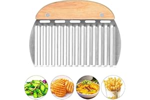 Rpanle Couteau de Tranches de Pomme de Terre, Couteau Lame Ondulée, Trancheuse de Frites Vague, Patate Lame OnduléE Coupe en Acier Inoxydable Frites Outils De Cuisine pour Légume, Fruits et Gaufre