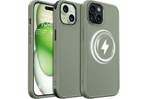 MobNano Magnetisch Hybrid Silicon Hülle für iPhone 13 Hülle, iPhone 14 Hülle [Kompatibel mit MagSafe][2-Sets Bumpers] Stoßfest Schutzhülle Magnet Dünn Handyhülle iPhone 13 14 Case Calke Grün