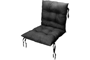 ‎GRAND FILIPPO Grand Filippo Sitzkissen Gartenstuhl mit Rückenlehne 50x50 cm Schwarz - Beständig Gegen Schimmel und Feuchtigkeit - Handgefertigt Wasserdicht Sitzauflagen für Gartenstühle mit Befestigungsschnüre