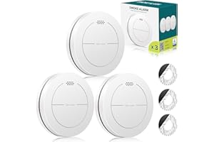 Safeliveo Rauchmelder ohne Blinkende LED, mit 10 Jahre Batterie, mit Klebepads，Mute Funktion, 85 dB Alarmton, Standalone Flacher Brandmelder für den Brandschutz zu Hause 3 Stück.