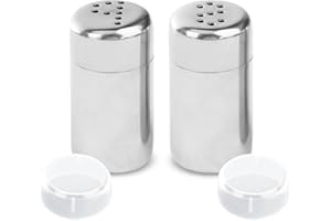 Aczyqws 2 PCS Salt and Pepper Shakers Set Stainless Steel Small Spice Shakers Portable Sugar Shakers with Transparent Cover for Home Kitchen Camping Restaurant Sugar Salt Flour Pepper Spice