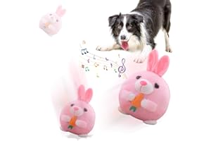 TOERJII Jouet Chien Interactif Balle Chien,Balle Jouet de Balle Rebondissante Jouets pour Chiens Balle Interactive pour Active Moving Pet Plush Toy (Lapin Rose)