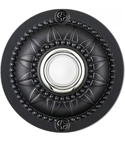 Heavy Duty Metal Lighted Doorbell Push Button, 2inch Black Round LED Door Bell Switch Home Wall