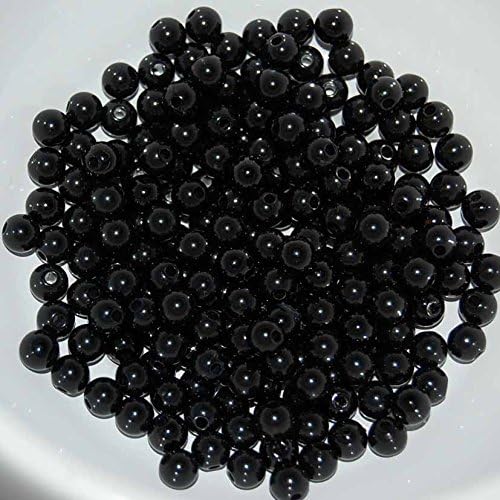 100 x Black Round Quality 5mm Beads Floristry Berries Flower Arranging Wedding Bridal Sea Rig Fishing Craft Doll Bear Teddy Eyes