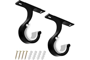 Wonvify Staffa Bastone Tenda Set da 2, Ganci Singoli in Lega di Alluminio, Staffe per Tende in Metallo con Diametro da 25 a 28 mm, Staffa per Asta Tenda Doppia con Viti per Appendere al Soffitto