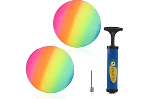 Lonimia PVC Regenbogen Ball - Bouncy Kickball, Fußball Softball, Mehrfarbiger Kinder Spielball Für Drinnen Und Draußen, Strandball Mit Pumpe