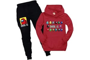 Baonmy Among Us Juego Sudadera con Capucha para niños con Dibujos Animados Pijamas para niños, Sudadera de Manga Larga y Pantalones