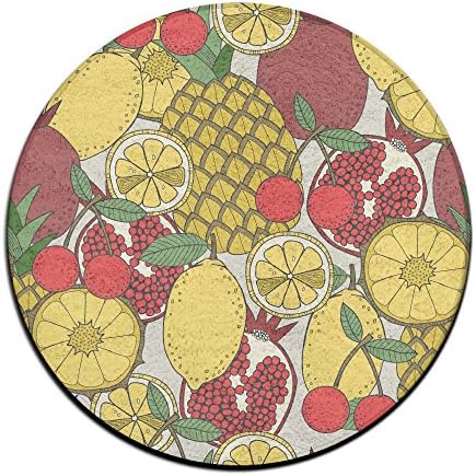 Yo Ou Round Area Rug Fruit Patterns Soft Anti-skid Living Bedroom Rug Front Door Mat Inside Outside Mat Rug Pads