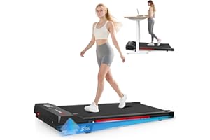 bigzzia Walking Pad Treadmill with Incline, Portable Treadmills Under Desk 8km/h, Running Machines for Home Small, with LED Display, Remote Control, 145kg Capacity, No Assembly