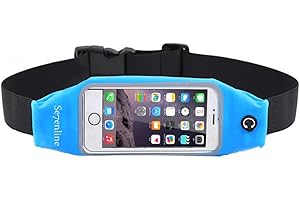 Se7enline Running Belt Waist Pack Sweatproof Reflective Runners Belts Fitness Belts Hydration Belts for Cell Phones, Keys & Cards for 5.5 inch iPhone 6S/6 PLUS Transparent Touch Screen Window, Blue