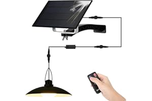 ENCOFT 20 LED Luminaire Solaire Extérieure Suspendue avec Télécommande Lampe Solaire Suspendue Rétro IP65 Imperméable Suspension Lustre Pendant Lumière Blanc Chaud 3500K pour Jardin Garage, Noir