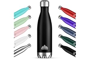 Mont-Clair H2O Botella Agua Acero Inoxidable - Botella Isotermica Termica sin BPA, 12h de Bebida Caliente y 24h de Bebida Fría, Termo agua con pared Doble Aislamiento, 500ML - Nera