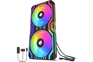 AsiaHorse Matrix - 58 LED RGB direccionables, ventilador todo en uno de 360 ??mm con marco cuadrado Negro-240 3