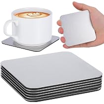 Set De 7 Sous-Verres Design Zeller – Acier Inox & Silicone Antidérapant, Présentoir Inclus, Noir Mat