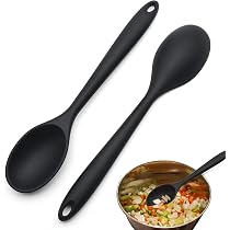 5 Cucchiai In Silicone Nero Antiaderenti Per Cucina – 20,5 Cm, Resistenti Al Calore, Set Di Mestoli Da Portata - 4