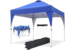 Gazebo, Ej.Victor 2.5x2.5m Pop Up Gazebo Instant Folding with Wheeled Bag, Outdoor Gazebo Tent for Vendor Events, Outdoor Craft Show, Farmers Markets(Blue)