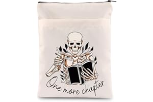 FOTAP Funny Reading One More Chapter Skeleton Book Sleeve with Zipper Bookworm Book Protector Book Lovers Gifts (Chapter Bookbook), Libro de Capítulos