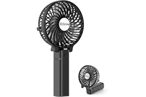 iEGrow Handventilator Tragbarer Mini Ventilatoren USB Wiederaufladbarer [2-9 Betriebsstunden] 3 Geschwindigkeiten Aufladbarem Batterie für Reisen Zuhause(Schwarz)