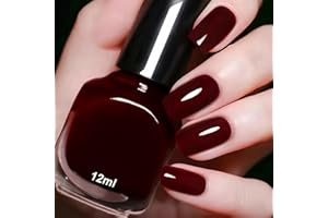 KKWOTER 12ml Cherry Red Nail Polish, Quick Dry & Long Lasting Nail Varnish, Dark Red Nail Varnish with Water Based Formula & Breathable Nail Lacquer for Women Home Nail Art