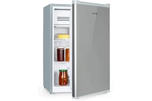 KLARSTEIN Delaware nevera - 76 litros de capacidad, eficiencie energética de clase E, 2 baldas, congelador de 4 litros, compartimento para botellas de hasta 2 litros, plateado/gris