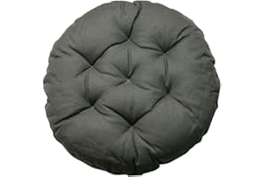 Levoberg Hocker bezug Grau, Sitzkissen rund, Hockerbezug rund Stretch aus Leinen, Memory Foam Kissenbezug, Dicke 7cm, rund Bar Bezug Durchmesser 35cm