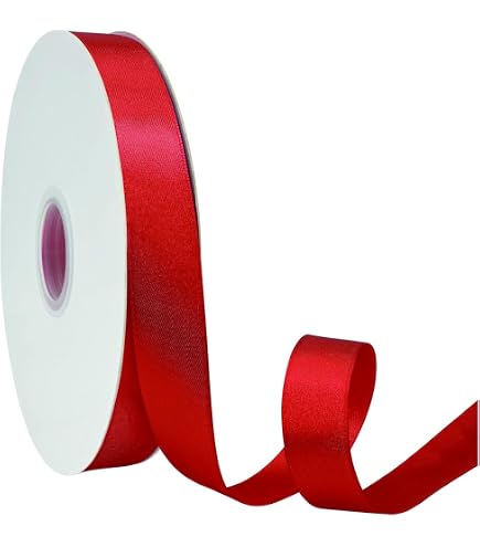 Nastro di raso rosso da 10 mm per confezioni regalo, 22 m, nastro di raso double-face, per confezioni regalo, per regali, bouquet, torte, decorazioni per matrimoni