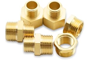 Bwintech 18 pcs 1/4" à 1/2" femelle et mâle BSP filetage en laiton hexagonal mamelon et réducteur hexagonal et connecteur de douille hexagonale pour la conversion de raccordement de tuyau