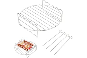 TONGYUNDACHENG XL Air Fryer Zubehör - Air Fryer Rack Set, Mehrzweck-Doppelschicht-Rack mit Spieß, kompatibel für Ninja Power Airfryer Philips