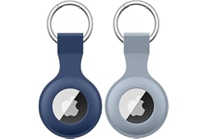 Oumida 2 Pièces Étuis pour Apple AirTag 2021, Coque de Protection pour Airtag avec Porte Clés, Léger et Anti-Rayures, Bleu Marine+Bleu Gris