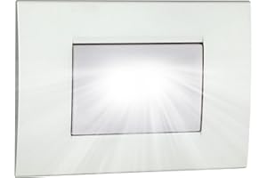 VEMER VE511200 SYRIO – Lampada Emergenza da Incasso 3 Moduli, LED Bianco Opale per Blackout, Interruzioni Corrente, Torcia Portatile