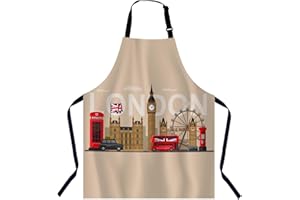 BGBDEIA London Apron Adjustable Neck Bib Apron for Men Women,Suitable for Kitchen Cooking Waitress Chef Apron