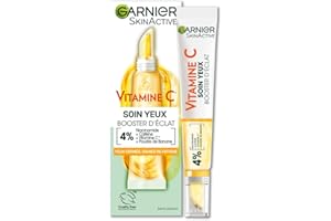 GARNIER Skin Active - Soin Yeux Booster D'Éclat - Réduit Les Cernes & Signes De Fatigue - Niacinamide, Caféine, Vitamine C, Poudre De Banane - Vegan & Cruelty Free - Tous Types de Peaux - 15 ml