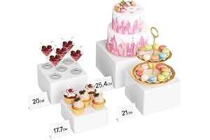 Lifewit Buffet Risers, Plastvit Matdisplay för Cupcakebord, Cateringdessertkakeställ för Fest, Displayställ för Samlarobjekt och Smycken, Vita Kubformade Stapelbara lådor, 4 st.