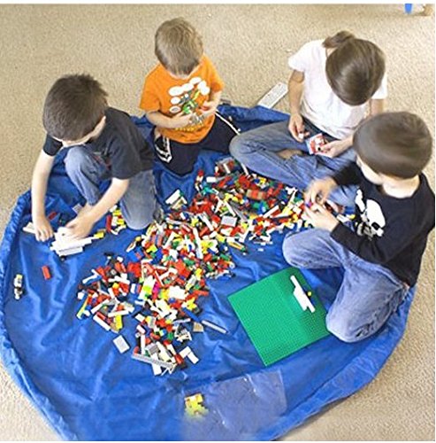 Große Kinder Spielzeug Aufbewahrungstasche Play Matte Durchmesser 150 cm blau - 4