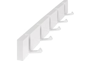 ONVAYA® Garderobskrokar | Vit | Vägggarderob i modern design | Garderoblist av bambuträ | Klädkrokar kan vikas ut