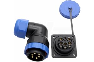 HangTon TY28 - Conector macho hembra de 6 pines 25 A, enchufe de montaje en panel y enchufe de cable en ángulo de 90°, conexión de tornillo, desconexión rápida sin soldadura para energía eléctrica