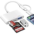 [Apple MFi Certified] SD Card Reader for iPhone, Lighitning USB C Card Reader, 3 in 2 SD Card Reader with SD/Micro SD/USB3.0, Camera Memory Card Reader for iPhone16 15/iPad/Android Samsung/Camera