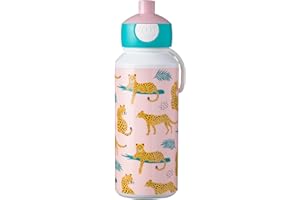 ‎MEPAL Mepal - Trinkflasche Pop-up Campus - Wasserflasche - Auslaufsichere Flasche für die Schule - Wiederverwendbar - BPA-frei & Spülmaschinenfest - 400 ml - Leopard