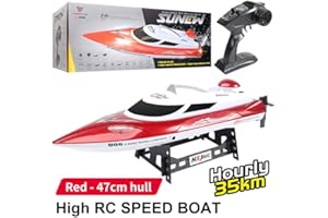 HONGXUNJIE Control RC Boot,Schnelle ferngesteuertes Boot für Pool und Seen，Hohe Geschwindigkeit 25/35 km/h/Abstand Indikator/Automatische Flip,Spielzeug Geschenk für Jungen Mädchen